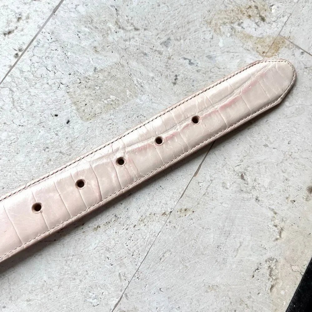 Brighton Blush Pink Reptile Embossed Belt Silver Plate Hardware M/L